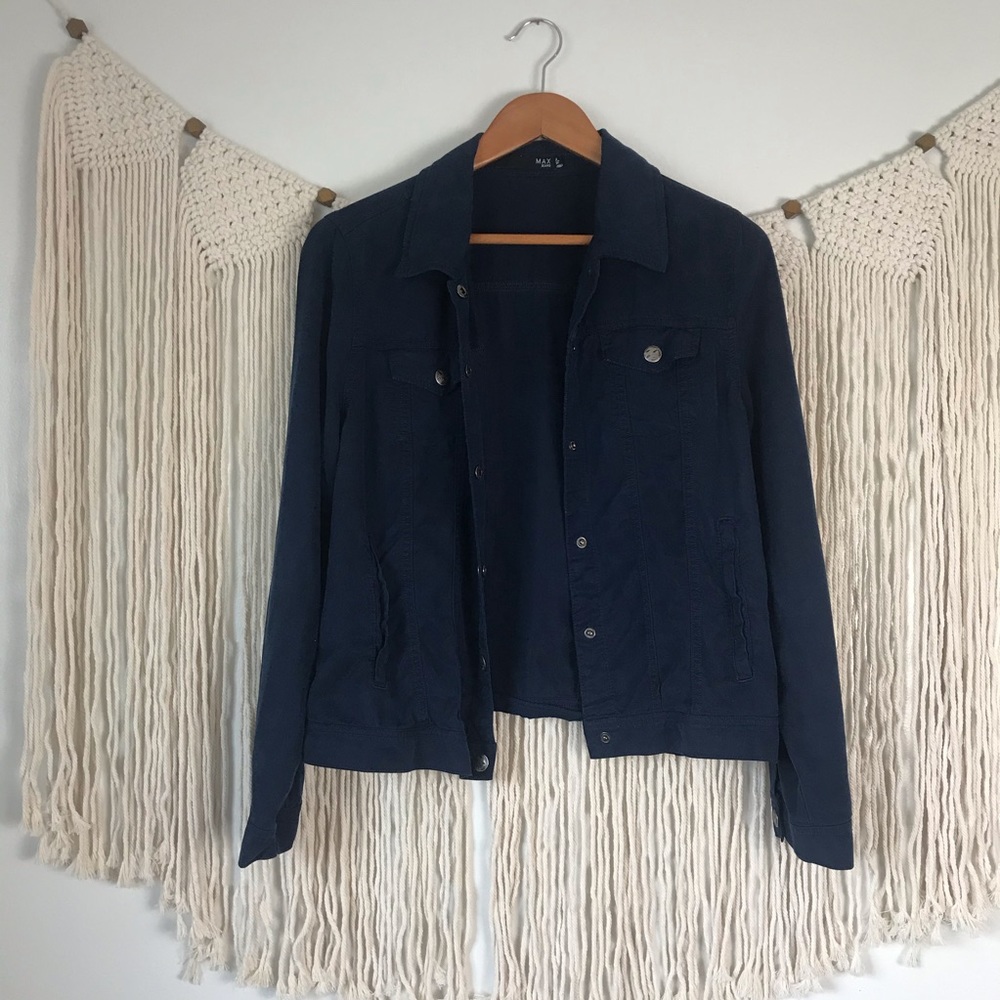 Mac Jeans Navy Tencel Button Up Shacket sz M